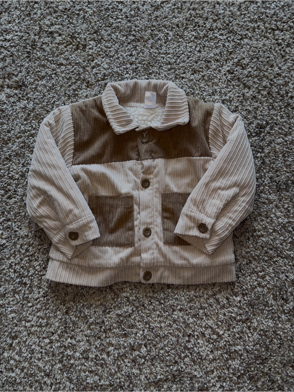 Baby Essentials Two-Tone Corduroy Jacket in Cream and Brown